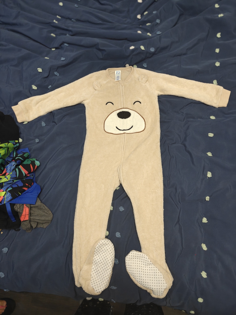 Cozy Bear Beige Footed One-Piece Pajama for Kids